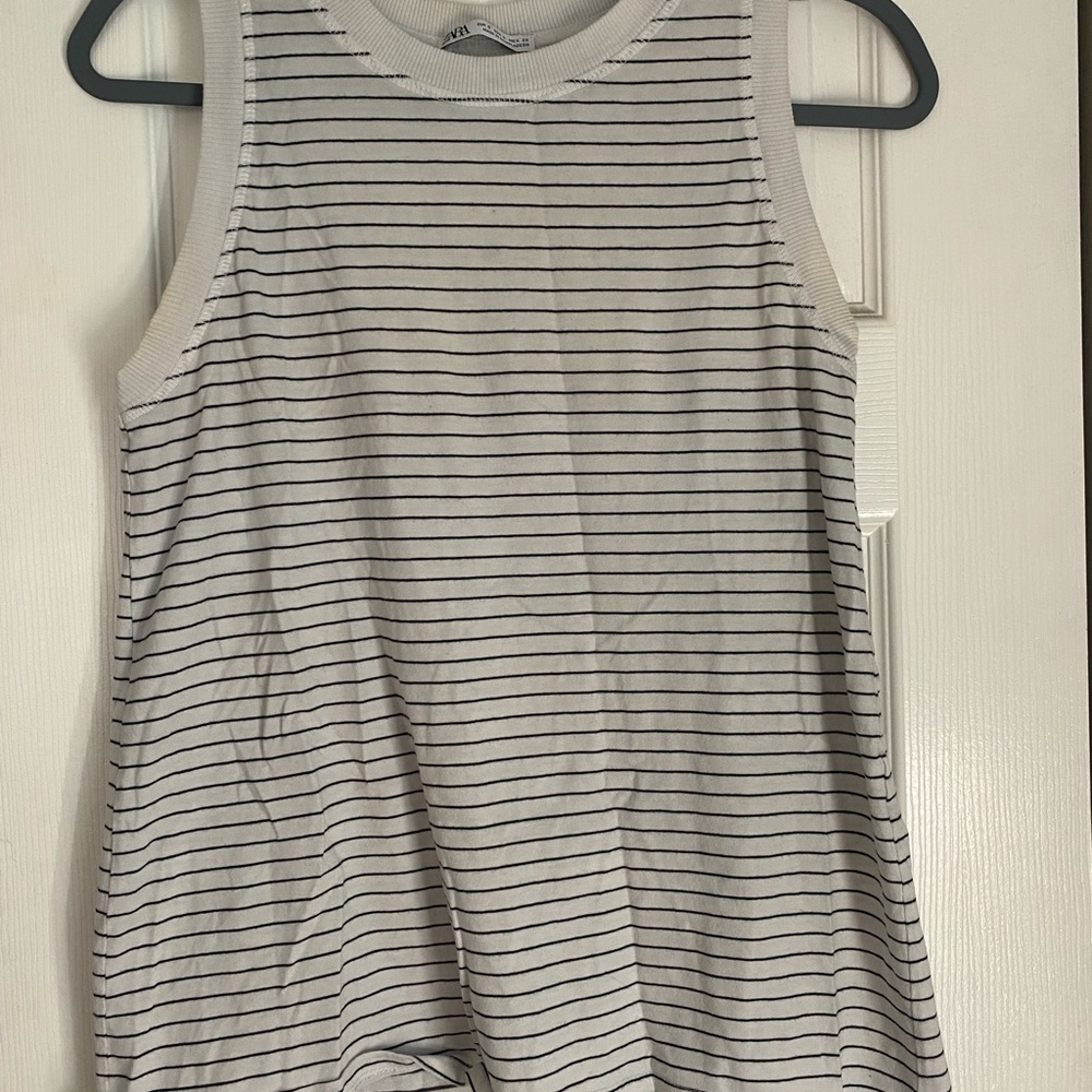 Striped Sleeveless Top - Black and White